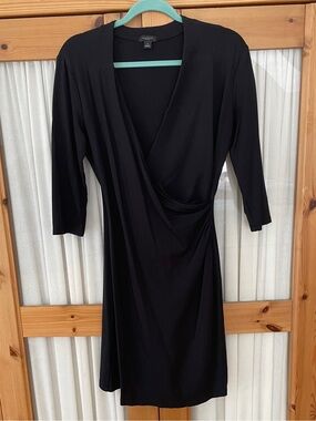 Ann Taylor Factory Black Wrap-Style Dress